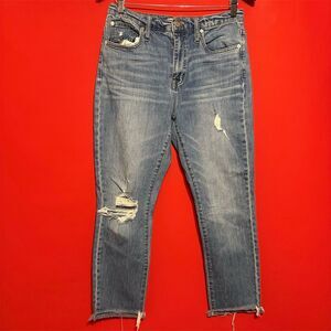 Madewell Women's High-Rise Slim Boyfriend Jeans Size 27‎ Blue Distressed